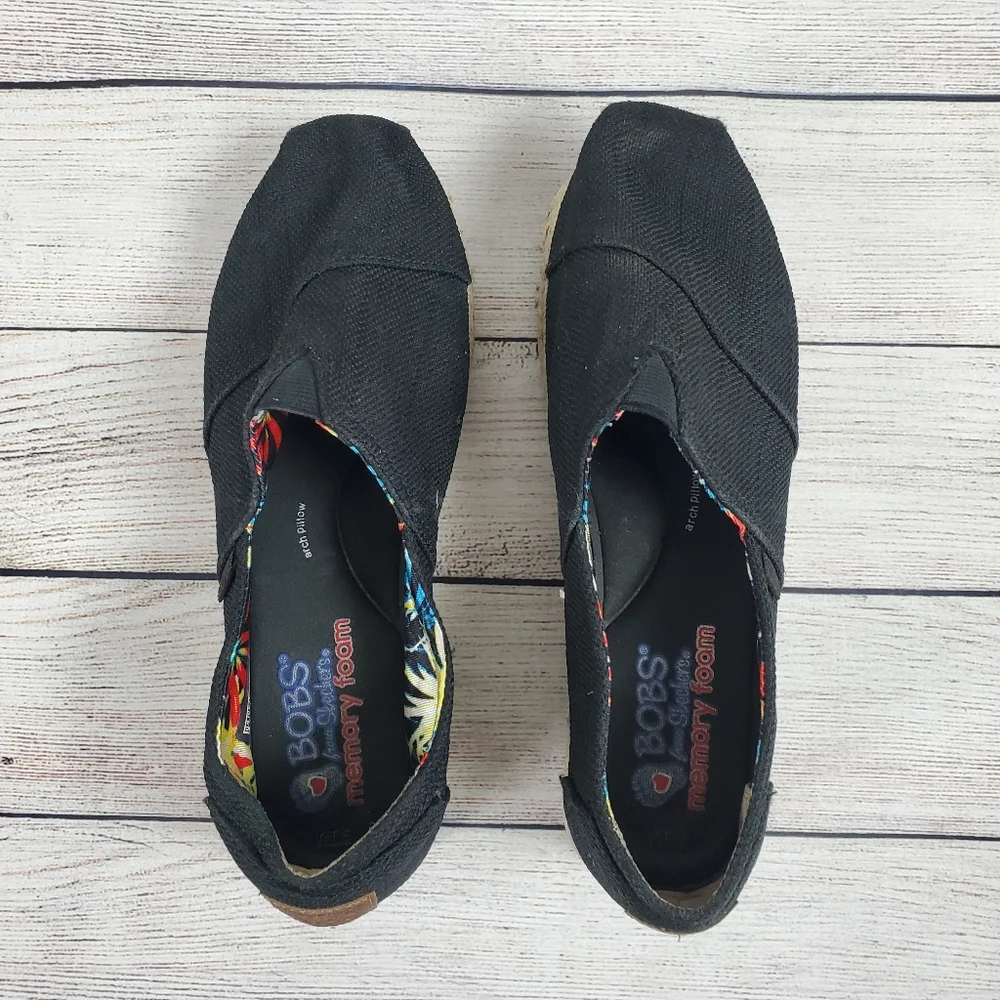 Bobs from skechers espadrille shoes black, 7.5